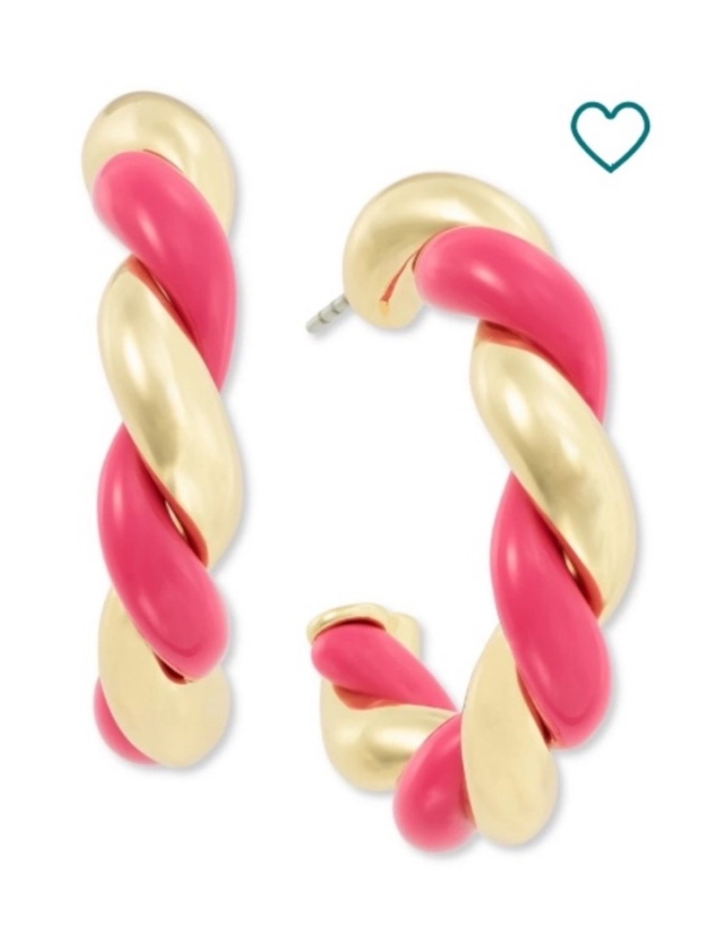On 34th Macy's Gold-Tone Purple Pink Swirl Medium Hoop Earrings. 1/2 in dia NWT.